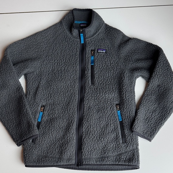 Patagonia kids Retro X Sherpa Fleece Jacket with Bright Blue Accents size XL - Picture 2 of 9